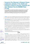 Cover page: Venetoclax Plus Rituximab in Relapsed Chronic Lymphocytic Leukemia: 4-Year Results and Evaluation of Impact of Genomic Complexity and Gene Mutations From the MURANO Phase III Study