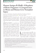 Cover page: Human Antigen R (HuR): A Regulator of Heme Oxygenase‐1 Cytoprotection in Mouse and Human Liver Transplant Injury