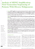 Cover page: Analysis of MDM2 Amplification: Next-Generation Sequencing of Patients With Diverse Malignancies