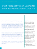 Cover page of Staff Perspectives on Caring for the First Patients with COVID-19