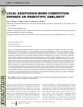 Cover page: LOCAL ADAPTATION WHEN COMPETITION DEPENDS ON PHENOTYPIC SIMILARITY