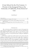 Cover page: A Law School for the 21st Century: A Portrait of the Inaugural Class at the University of California, Irvine School of Law