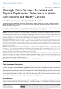 Cover page: Overnight Delta Dynamics Associated with Daytime Psychomotor Performance in Adults with Insomnia and Healthy Controls