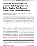 Cover page: Threshold Responses to Soil Moisture Deficit by Trees and Soil in Tropical Rain Forests: Insights from Field Experiments