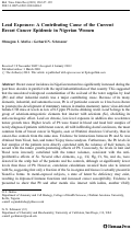 Cover page: Lead Exposure: A Contributing Cause of the Current Breast Cancer Epidemic in Nigerian Women