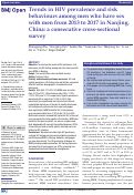 Cover page: Trends in HIV prevalence and risk behaviours among men who have sex with men from 2013 to 2017 in Nanjing, China: a consecutive cross-sectional survey.