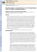 Cover page: Why Strong Tobacco Control Measures “Can’t” Be Implemented in the U.S. Military: A Qualitative Analysis