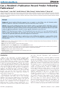 Cover page: Can a Resident's Publication Record Predict Fellowship Publications?