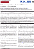 Cover page: HIV Antibody Level as a Marker of HIV Persistence and Low-Level Viral Replication