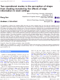 Cover page: Two operational modes in the perception of shape from shading revealed by the effects of edge information in slant settings