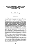 Cover page: Beyond Surrogacy: Gestational Parenting Agreements under California Law