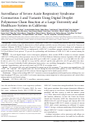 Cover page: Surveillance of Severe Acute Respiratory Syndrome Coronavirus 2 and Variants Using Digital Droplet Polymerase Chain Reaction at a Large University and Healthcare System in California