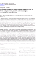 Cover page: Combined antenatal and postnatal steroid effects on fetal and postnatal growth, and neurological outcomes in neonatal rats.