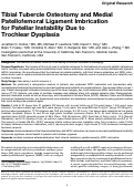 Cover page: Tibial Tubercle Osteotomy and Medial Patellofemoral Ligament Imbrication for Patellar Instability Due to Trochlear Dysplasia.