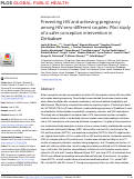 Cover page: Preventing HIV and achieving pregnancy among HIV sero-different couples: Pilot study of a safer conception intervention in Zimbabwe.