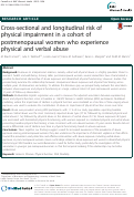 Cover page: Cross-sectional and longitudinal risk of physical impairment in a cohort of postmenopausal women who experience physical and verbal abuse