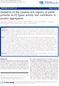 Cover page: Oxidation of the Cysteine-Rich Regions of Parkin Perturbs Its E3 Ligase Activity and Contributes to Protein Aggregation