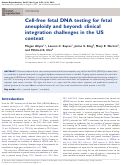 Cover page: Cell-free fetal DNA testing for fetal aneuploidy and beyond: clinical integration challenges in the US context