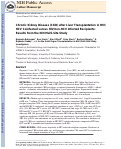 Cover page: Chronic kidney disease after liver transplantation in human immunodeficiency virus/hepatitis C virus–coinfected recipients versus human immunodeficiency virus–infected recipients without hepatitis C virus: Results from the national institutes of health multi‐site study