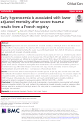 Cover page: Early hyperoxemia is associated with lower adjusted mortality after severe trauma: results from a French registry