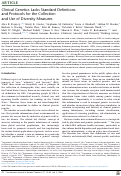 Cover page: Clinical Genetics Lacks Standard Definitions and Protocols for the Collection and Use of Diversity Measures