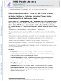 Cover page: Effects of the Competitive Season and Off‐Season on Knee Articular Cartilage in Collegiate Basketball Players Using Quantitative MRI: A Multicenter Study