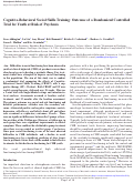 Cover page: Cognitive-Behavioral Social Skills Training: Outcome of a Randomized Controlled Trial for Youth at Risk of Psychosis.