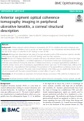 Cover page: Anterior segment optical coherence tomography imaging in peripheral ulcerative keratitis, a corneal structural description