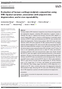 Cover page: Evaluation of human cartilage endplate composition using MRI: Spatial variation, association with adjacent disc degeneration, and in vivo repeatability