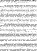 Cover page: Review: Achieving Equity for Latino Students: Expanding the Pathway to Higher Education Through Public Policy by Frances Contreras