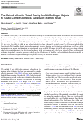 Cover page: The Method of Loci in Virtual Reality: Explicit Binding of Objects to Spatial Contexts Enhances Subsequent Memory Recall