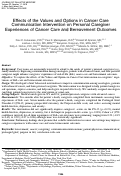 Cover page: Effects of the Values and Options in Cancer Care Communication Intervention on Personal Caregiver Experiences of Cancer Care and Bereavement Outcomes.