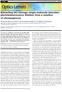 Cover page: Extracting the average single-molecule biexciton photoluminescence lifetime from a solution of chromophores.