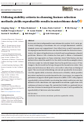 Cover page: Utilizing stability criteria in choosing feature selection methods yields reproducible results in microbiome data.