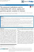 Cover page: The senescent methylome and its relationship with cancer, ageing and germline genetic variation in humans