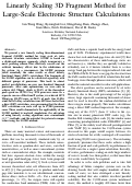 Cover page: Linearly Scaling 3D Fragment Method for Large-Scale Electronic Structure Calculations