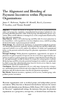 Cover page: The Alignment and Blending of Payment Incentives within Physician Organizations