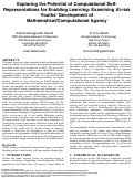 Cover page: Exploring the Potential of Computational Self- Representations for Enabling Learning: Examining At-risk Youths' Development of Mathematical/Computational Agency