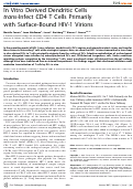 Cover page: In Vitro Derived Dendritic Cells trans-Infect CD4 T Cells Primarily with Surface-Bound HIV-1 Virions