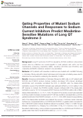 Cover page: Gating Properties of Mutant Sodium Channels and Responses to Sodium Current Inhibitors Predict Mexiletine-Sensitive Mutations of Long QT Syndrome 3