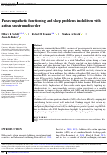 Cover page: Parasympathetic functioning and sleep problems in children with autism spectrum disorder.