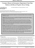 Cover page: Coronary Disease in Emergency Department Chest Pain Patients with Recent Negative Stress Testing