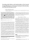 Cover page: Founding, early history, and transformation of the Journal for Lipid Research to an American Society of Biochemistry and Molecular Biology journal 1