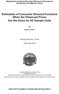 Cover page: Estimation of Consumer Demand Functions When the Observed Prices Are the Same for All Sample Units