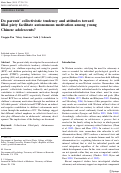 Cover page: Do parents’ collectivistic tendency and attitudes toward filial piety facilitate autonomous motivation among young Chinese adolescents?