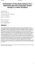 Cover page: Investigation of CO2 plume behavior for a large-scale pilot test of geologic carbon storage in a saline formation
