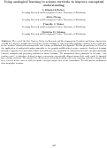 Cover page: Using analogical learning in science curricula to improve conceptual understanding