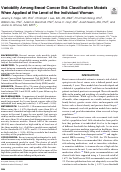 Cover page: Variability Among Breast Cancer Risk Classification Models When Applied at the Level of the Individual Woman.