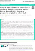 Cover page: Maternal genitourinary infections and poor nutritional status increase risk of preterm birth in Gasabo District, Rwanda: a prospective, longitudinal, cohort study