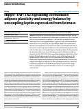 Cover page: Hippo-YAP/TAZ signalling coordinates adipose plasticity and energy balance by uncoupling leptin expression from fat mass.